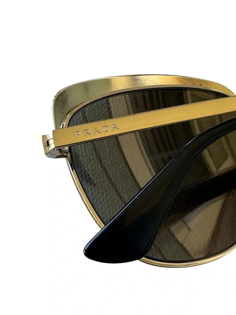 Prada Women's SPR51T SPR/51T Square Sunglasses Metallized Gold-Black